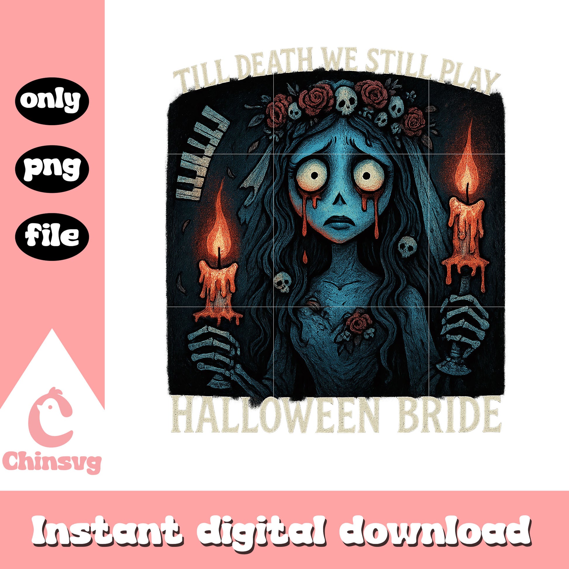Halloween till death we still play png, halloween bride png