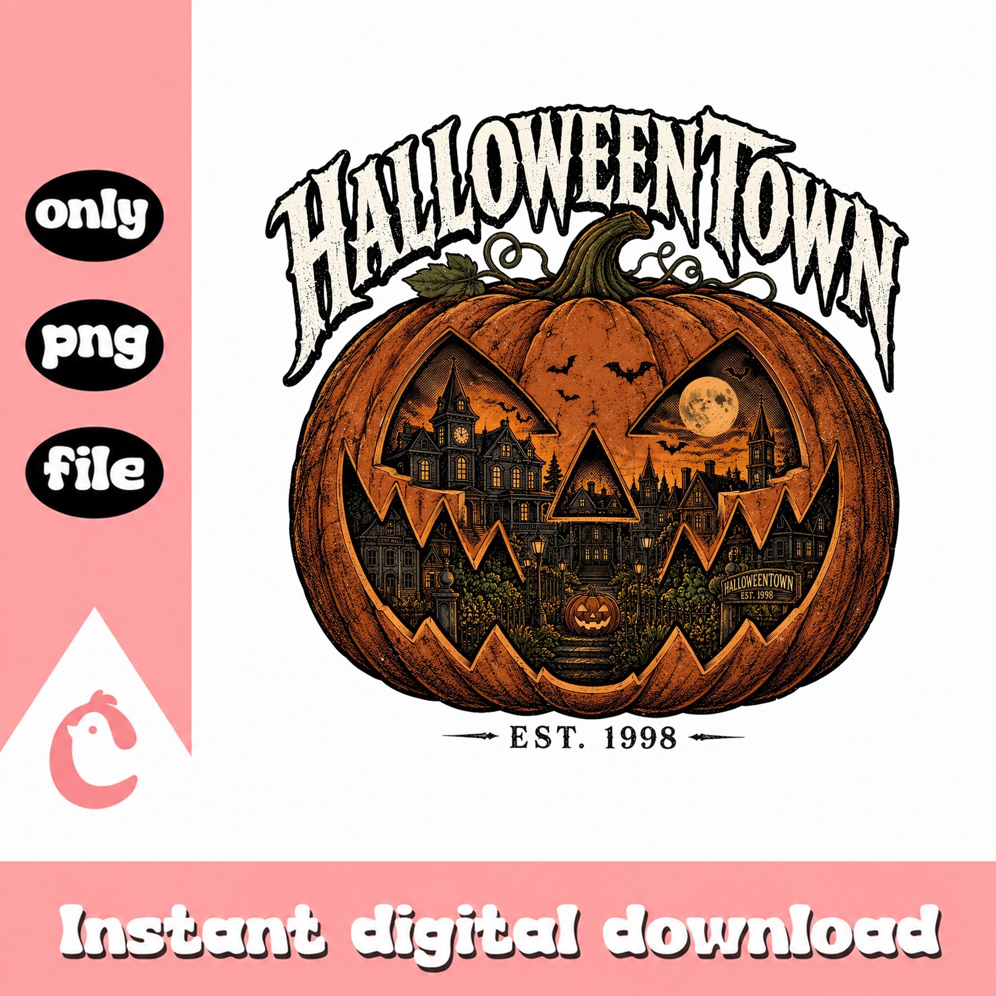Halloweentown Est 1998 PNG, Halloween Pumpkin PNG, Spooky Town PNG