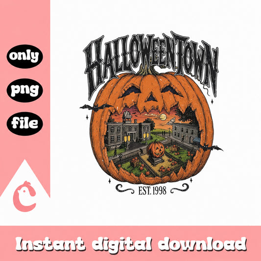 Halloweentown Pumpkin SVG, Haunted House Halloween SVG, PNG
