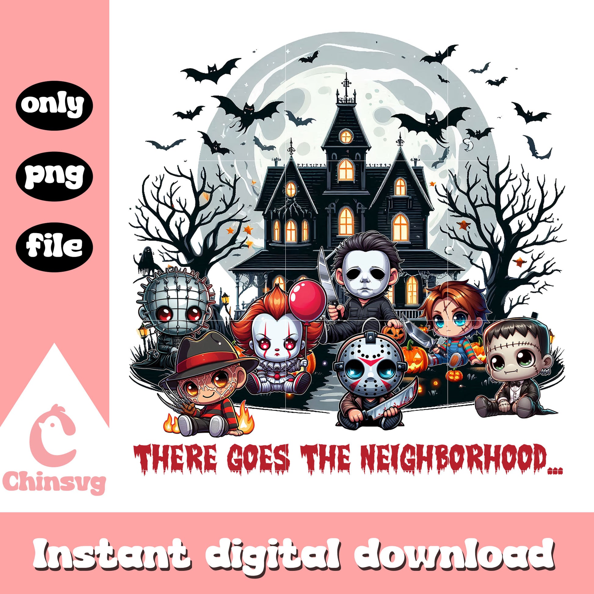 Halloween town and killers there goes the neighborhood png, scary movie characters png