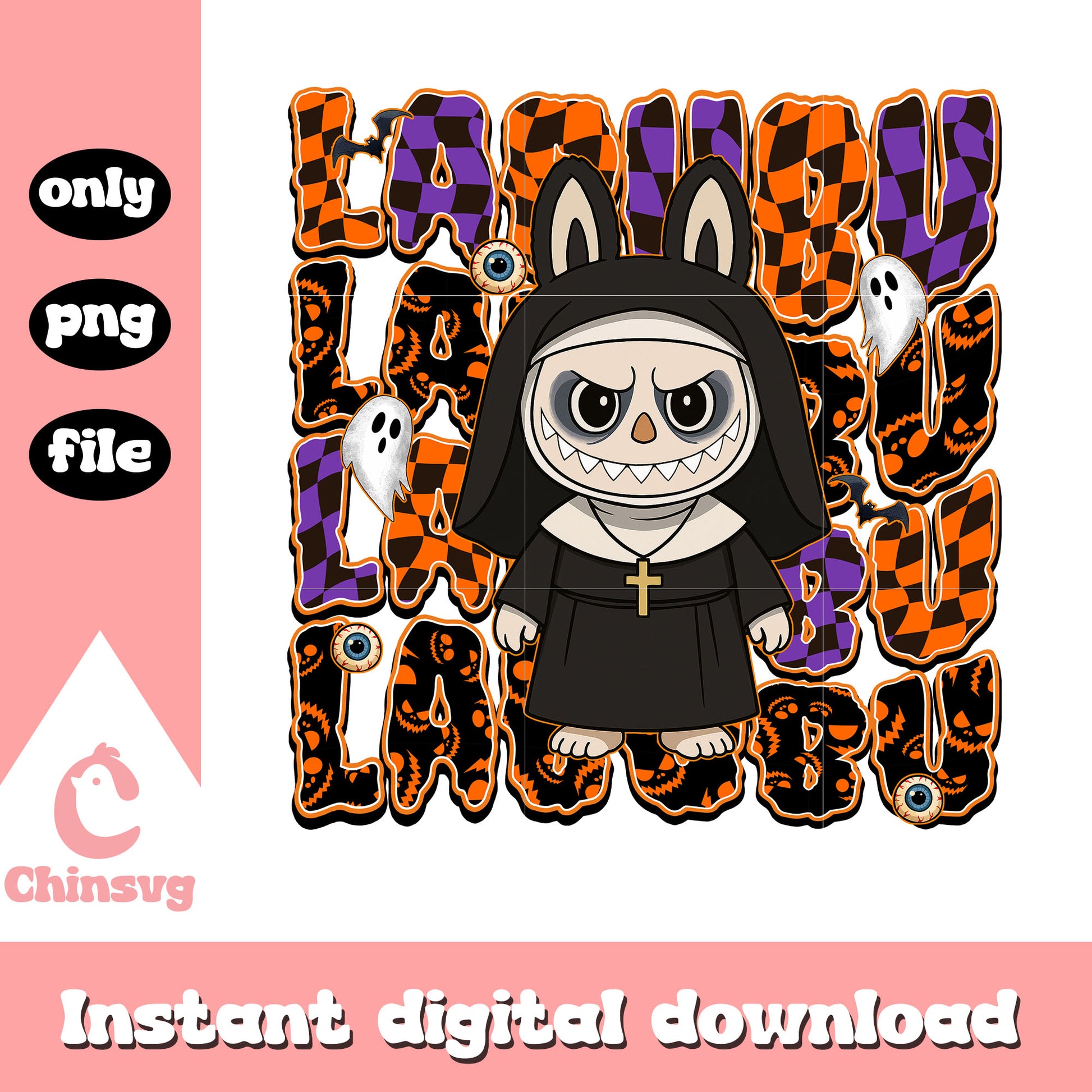 Halloween valak labubu doll design png, halloween holiday png