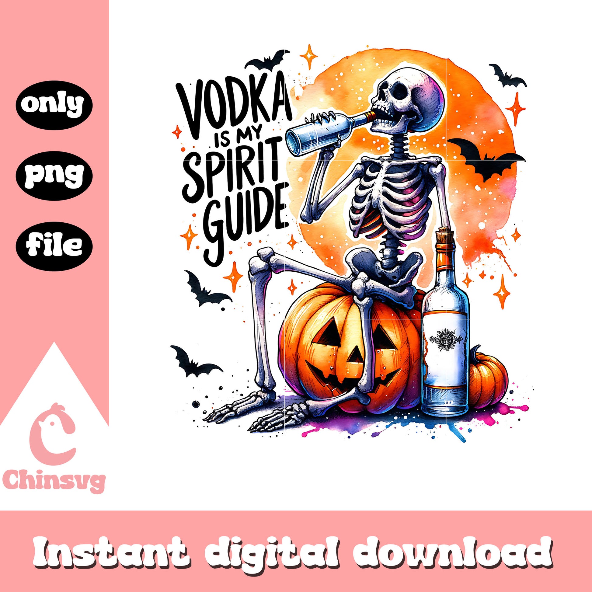 Halloween vodka is my spirit guide design png, halloween day png