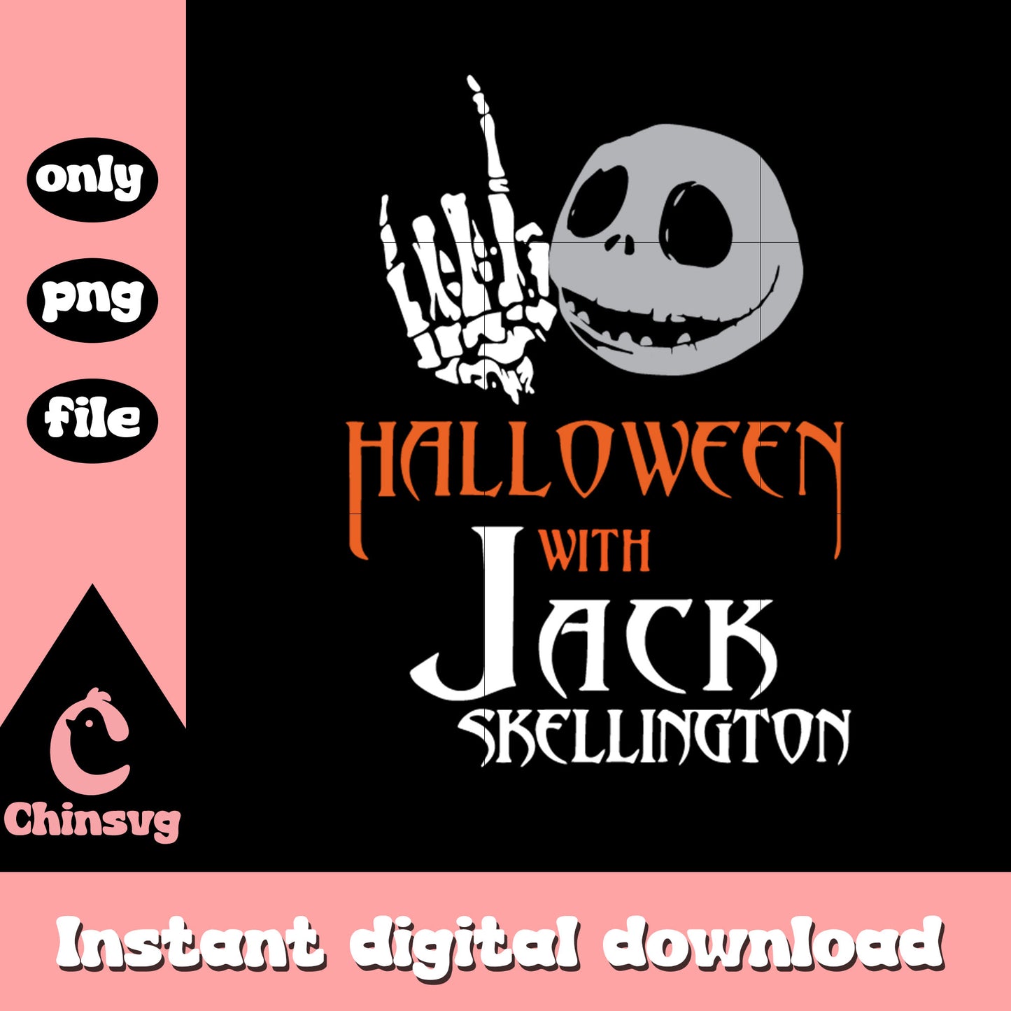 Halloween with jack skellington design png, jack skellington face png