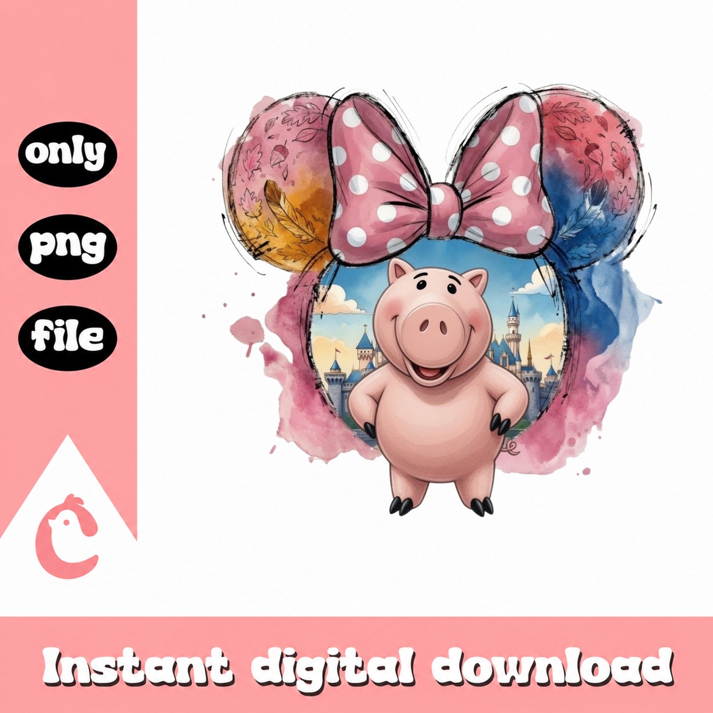 Hamm Toy Story Disney Castle Minnie Ears PNG, Toy Story PNG, Disney PNG
