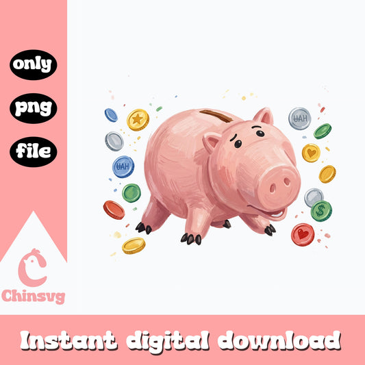 Hamm Toy Story PNG, Piggy Bank Coins Clipart, Toy Story PNG