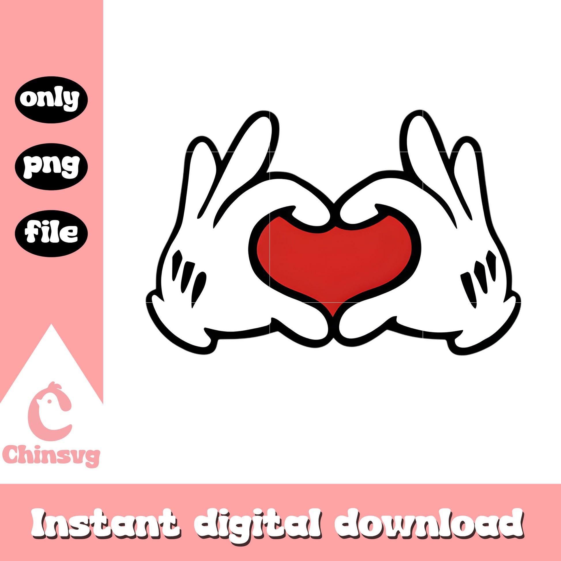 Hand mickey love valentine png, disney valentines​ png