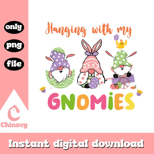 Hanging with my gnomies png, easter bunny gnome​ png, easter png