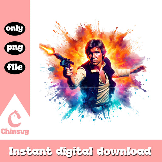 Han solo watercolor design png, star wars han solo png