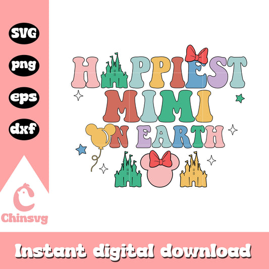 Happiest mimi on earth svg, minnie mouse head svg, castle svg