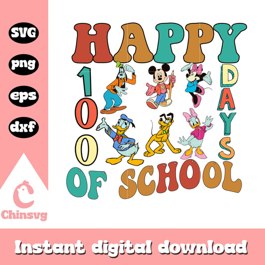 Happy 100 days of school svg, school friends svg, disney school svg