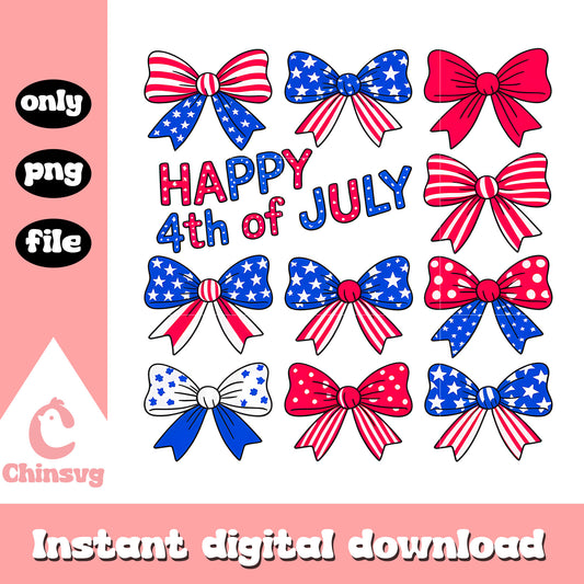 Happy 4th of july coquette bow design png, america holiday png