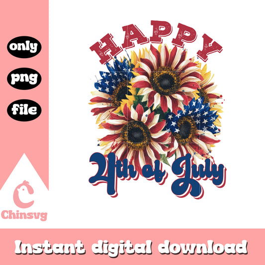 Happy 4th of july flower design png, 4th of july usa png