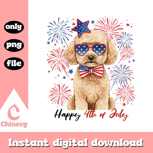 Happy 4th of july golden doodle png, america freedom png