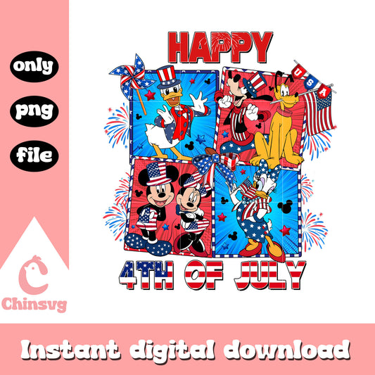 Happy 4th of july mickey and friends png, disney freedom day png