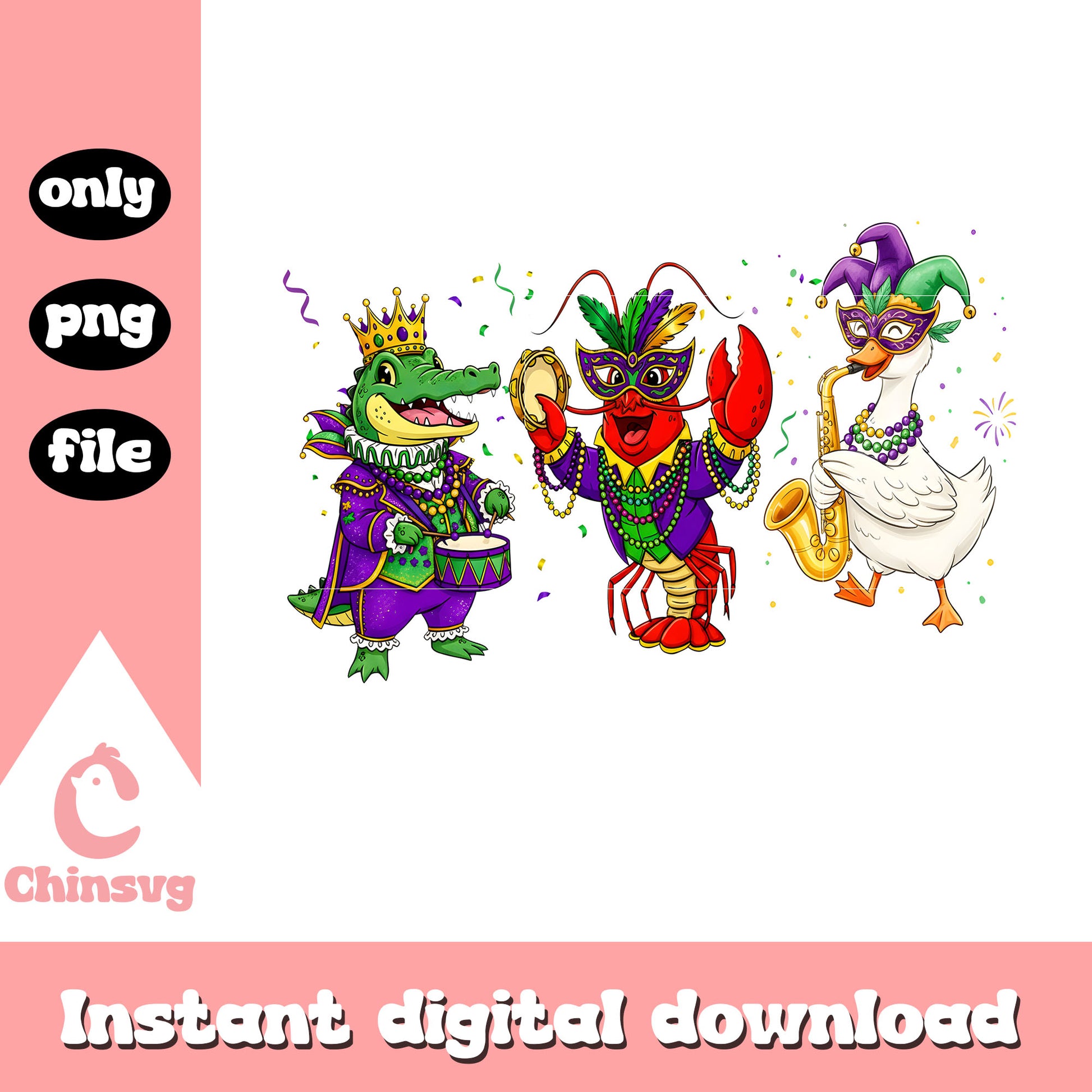 Happy animal mardi gras design png, mardi gras day png, new orleans png