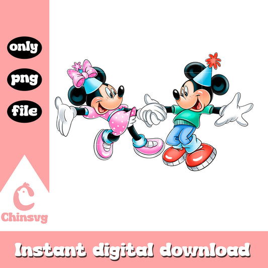 Happy birthday mickey minnie design png, mickey and minnie disney png 