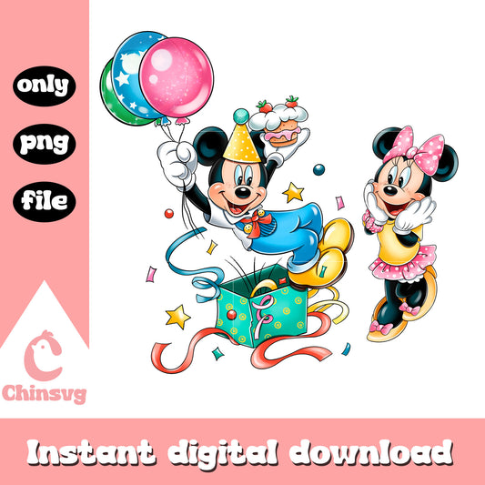 Happy birthday mickey mouse design png, disney mickey and minnie png 