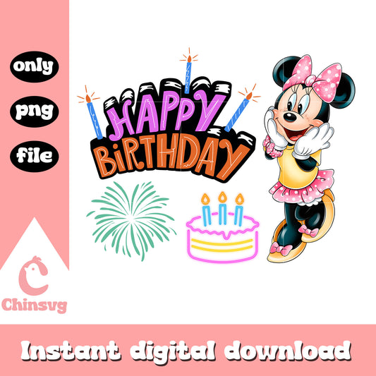 Happy birthday minnie mouse disney design png, mickey mouse cartoon png
