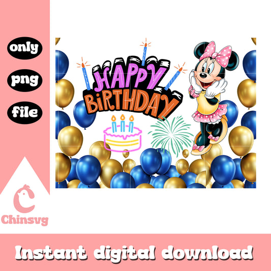 Happy birthday minnie mouse png, minnie mouse birthday balloons png