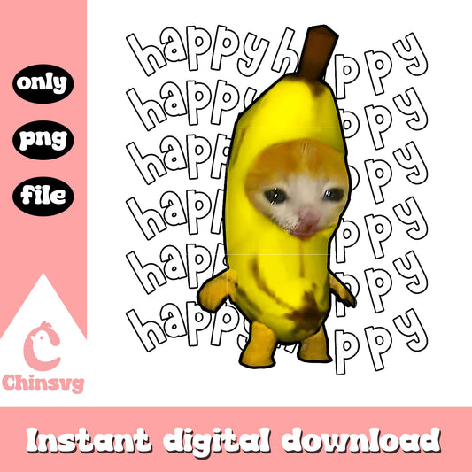 Happy cat banana design png, funny cat png, the cat png