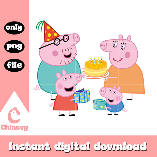 Happy daddy pig's birthday design png, peppa pig house png