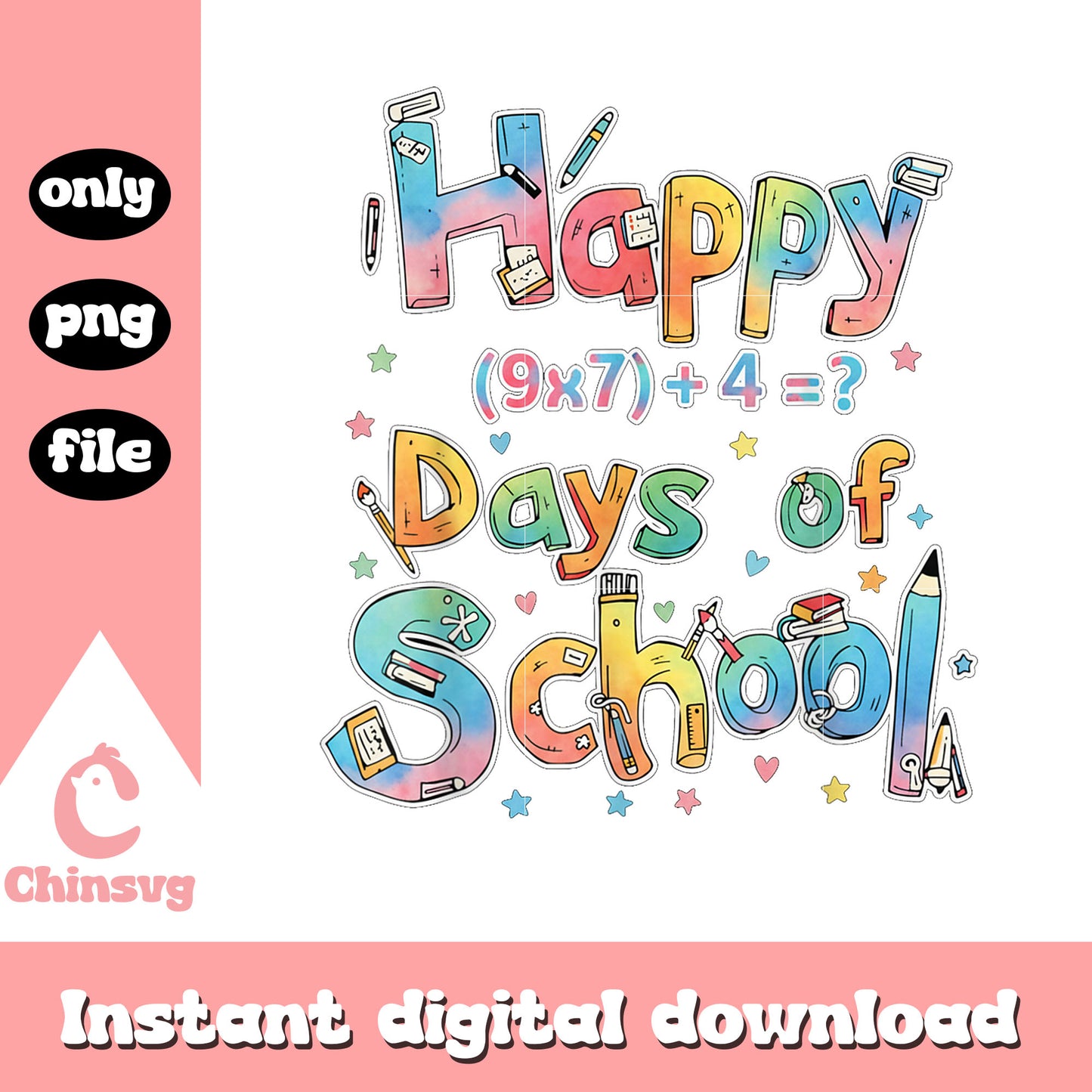 Happy days of school font design png, go to school png