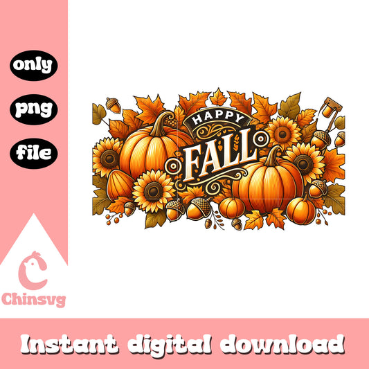 Happy fall autumn vibes pumpkins design png, autumn art png