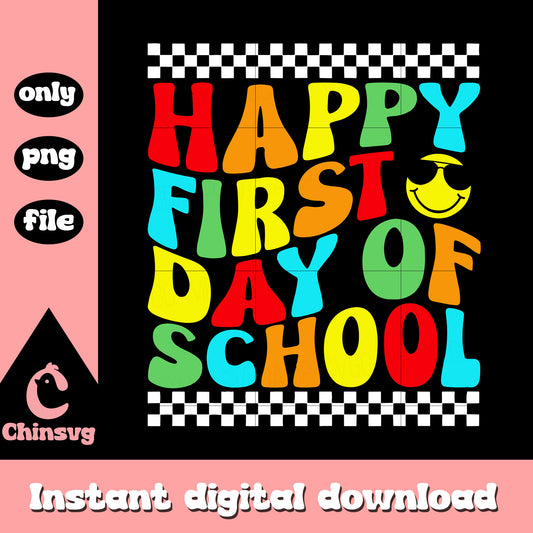 Happy first day of school design png, back to school sign png