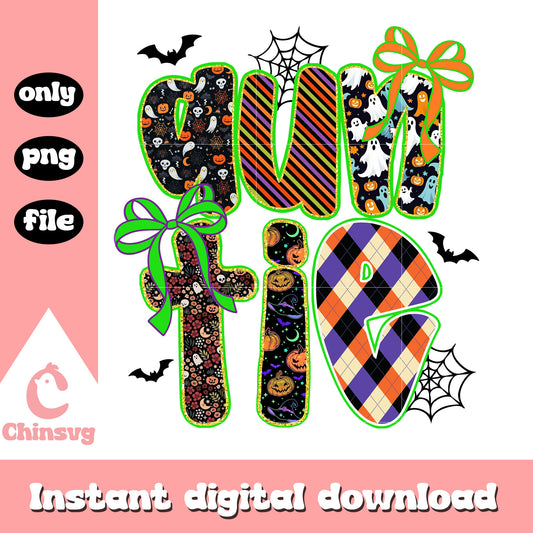 Happy halloween coquette auntie design png, font design png