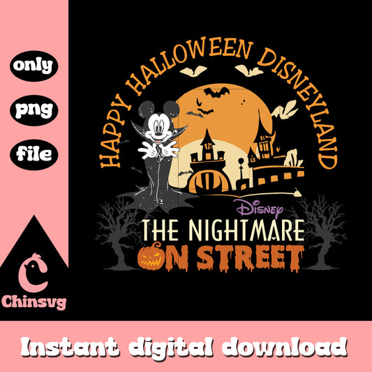 Happy halloween disneyland mickey cartoon png, nightmare on street png