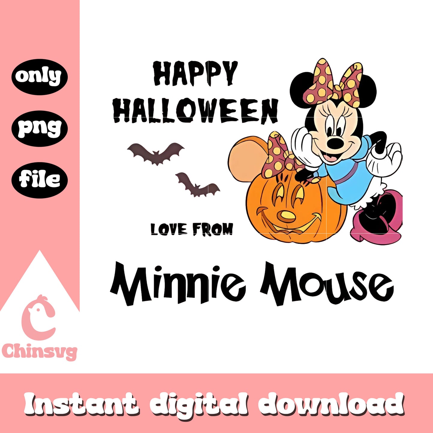 Happy halloween love from minnie mouse png, happy halloween png