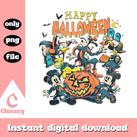 Happy halloween mickey and friends png, disney characters png, horror halloween png