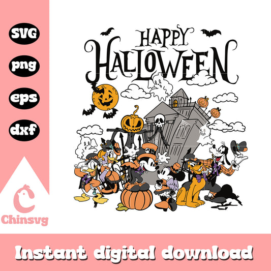 Happy halloween mickey and pumpkin svg, halloween pumpkin svg
