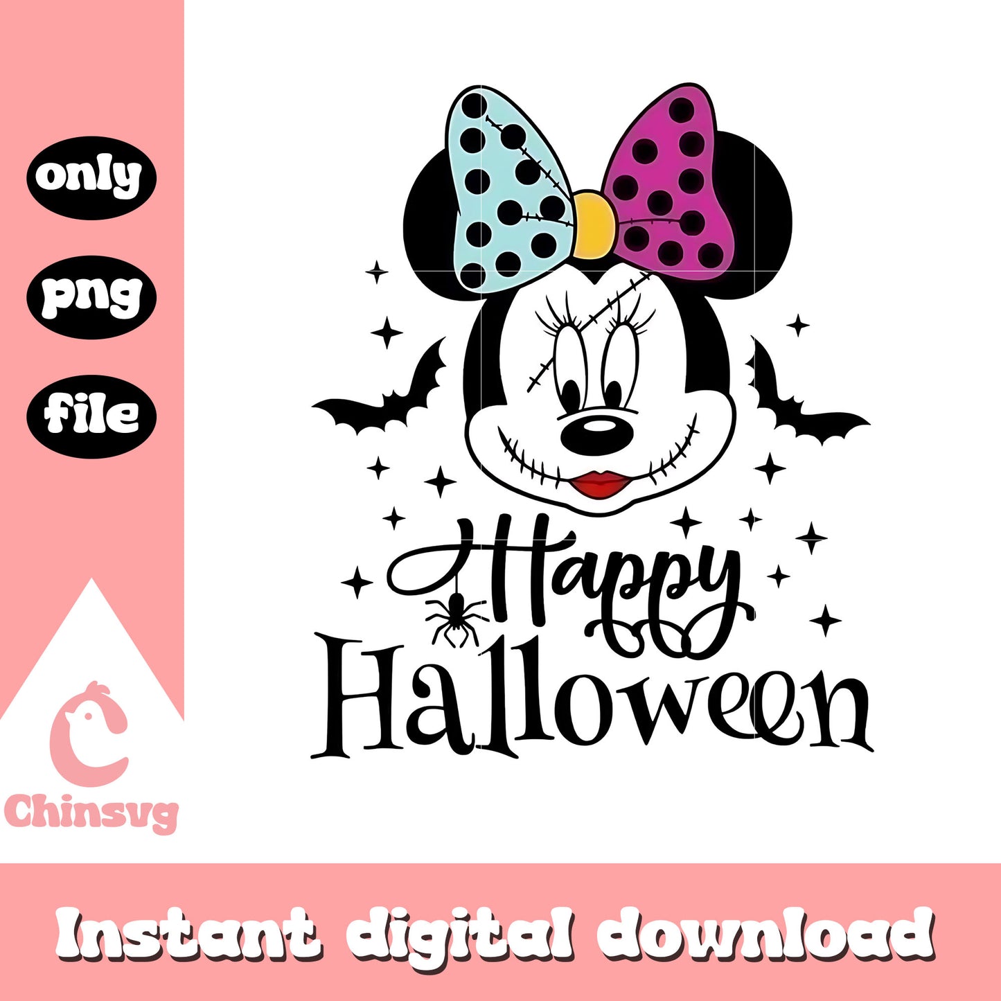 Happy halloween minnie horror face png, minnie mouse png