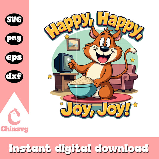 Happy happy joy joy svg, disney cartoon characters svg