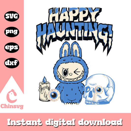 Happy haunting labubu cute doll design svg, skull svg, labubu svg