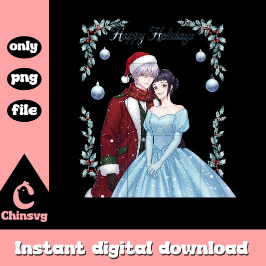 Happy holidays kpop couple christmas day png, merry christmas png
