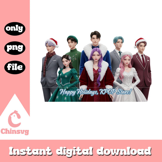 Happy holidays kpop star desig png, christmas kpop png