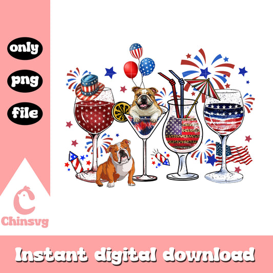 Happy independence day dog and cocktail png, drinking usa png