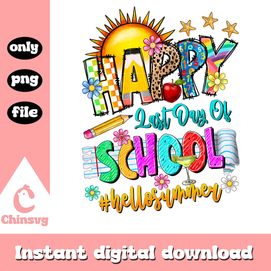 Happy last day of school hello summer png, schools out for summer​ png