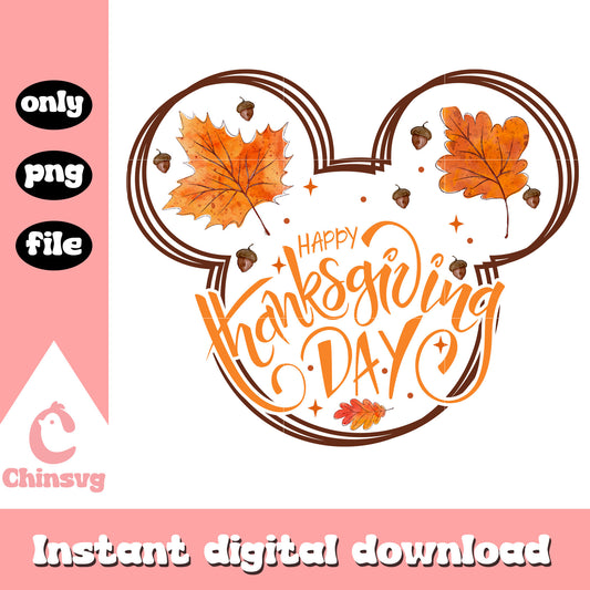 Happy thanksgiving day mickey mouse ear design png, mickey ear png