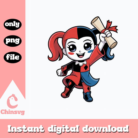Harley Quinn Graduation Cute PNG, DC Comics PNG, Grad PNG