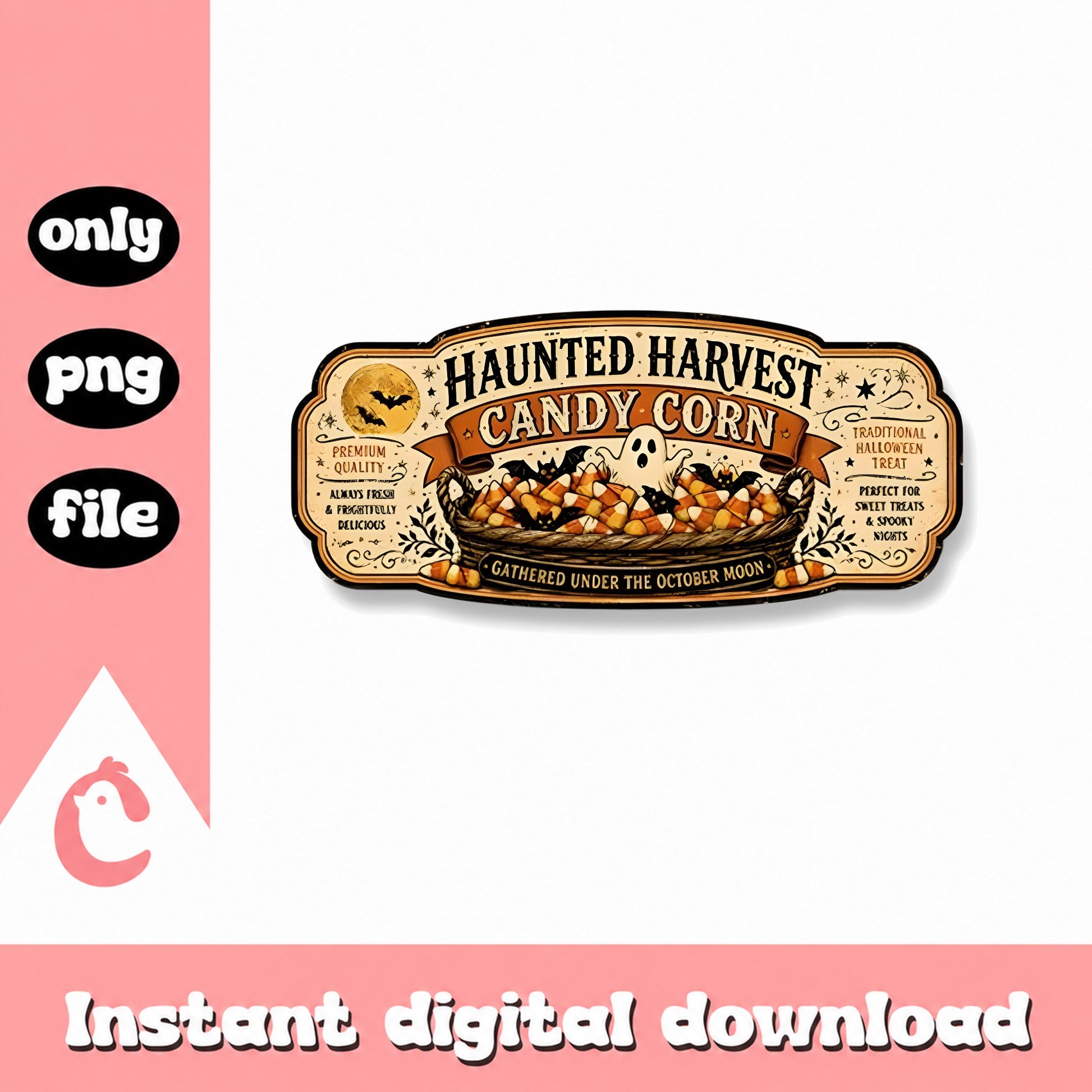 Haunted Harvest Candy Corn Label, Halloween Sublimation, PNG