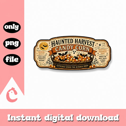 Haunted Harvest Candy Corn Label, Halloween Sublimation, PNG