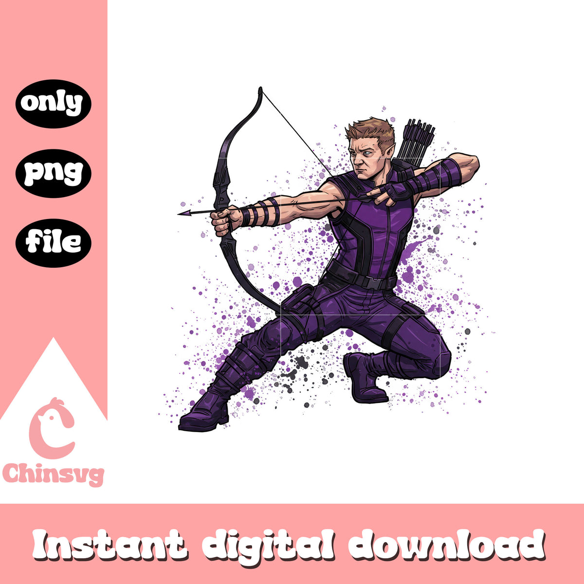 Hawkeye posing splatter effect design png, hawkeye png – Chinsvg