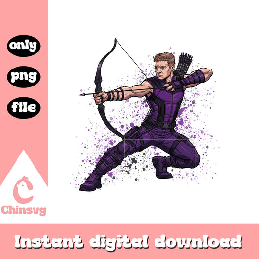 Hawkeye posing splatter effect design png, hawkeye png