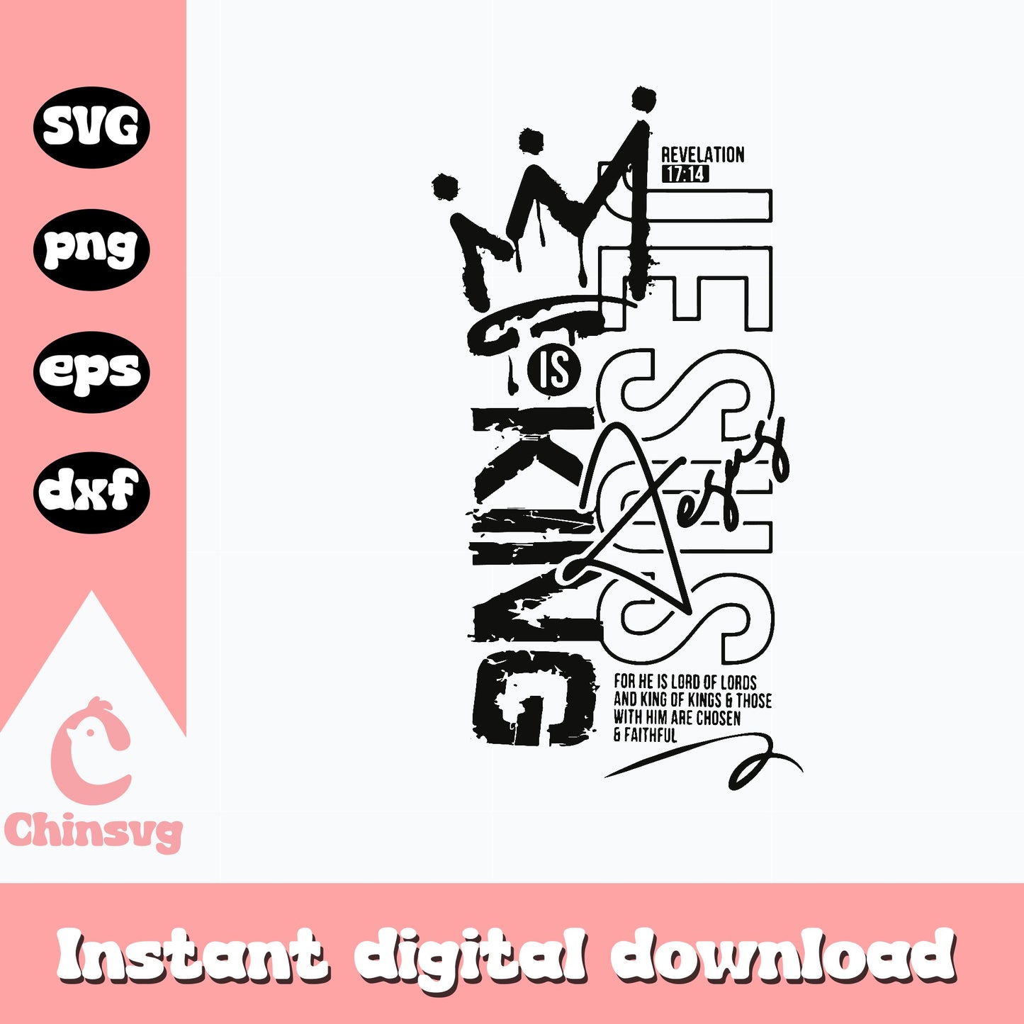 He Is King SVG, Jesus Is King PNG, Christian Bible Verse SVG