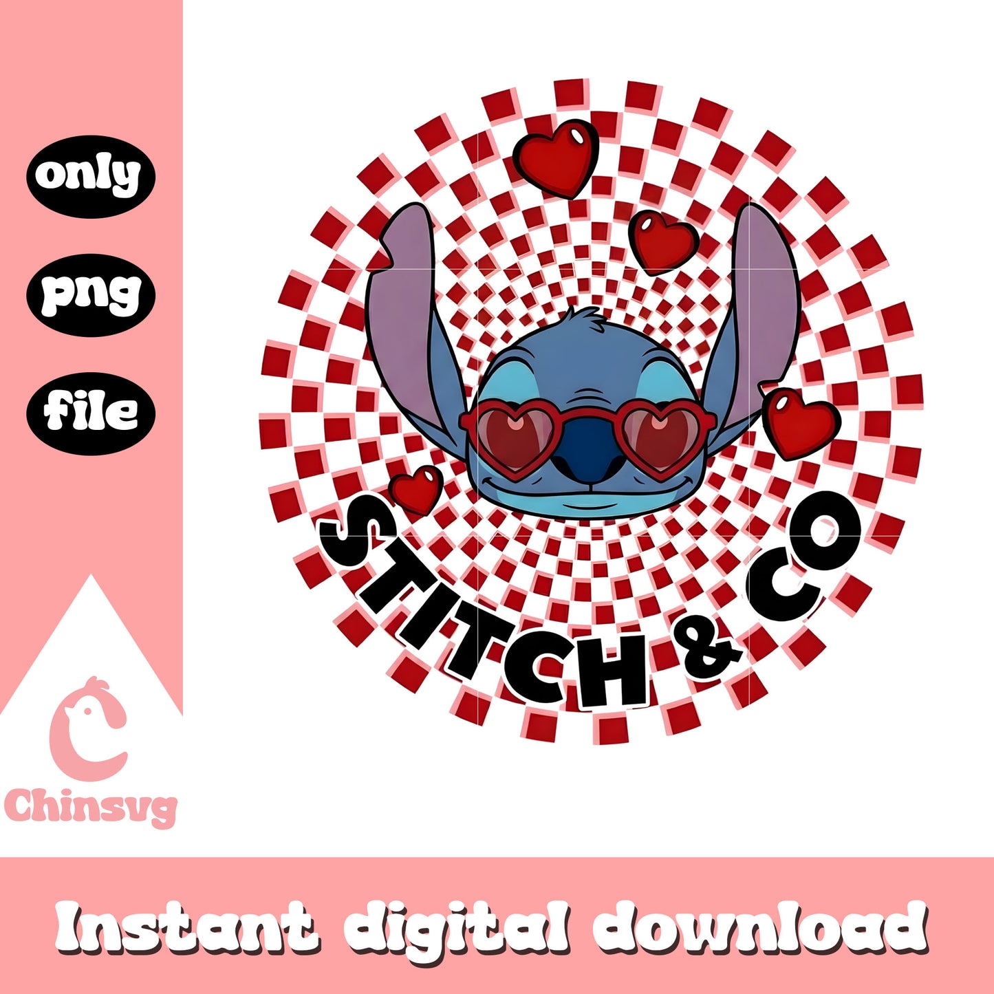 Head stitch caro valentine png, stitch valentines day png