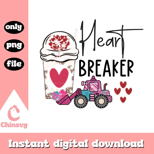 Heart breaker cafe valentine png, heart valentine's day​ png
