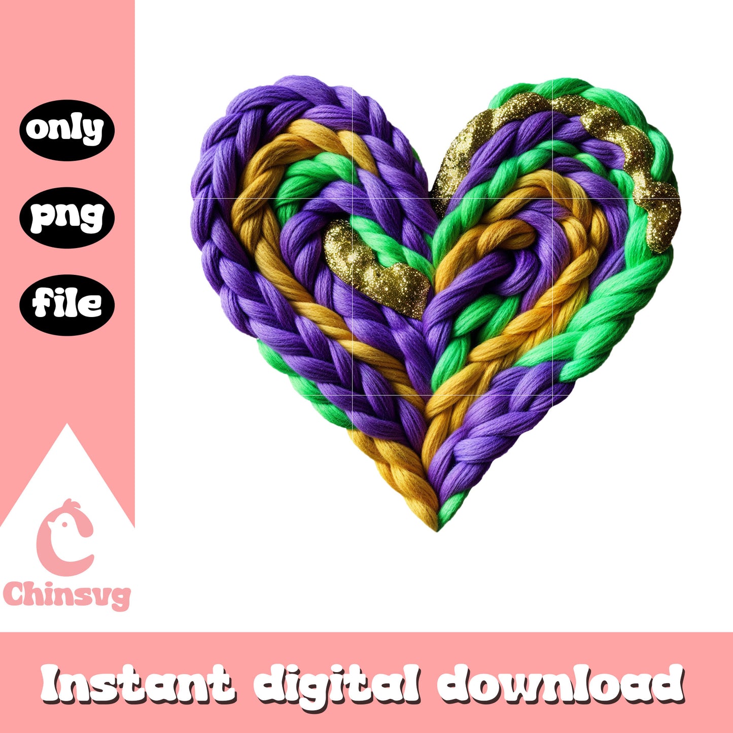 Heart crochet mardi gras png, new orleans mardi gras​​ png